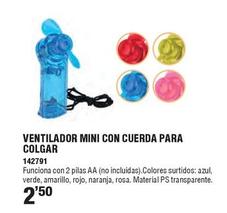 Oferta de Ventilador Mini Con Cuerda Para Colgar por 2,5€ en Ferrcash