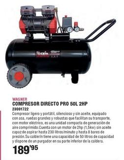 Oferta de Wagner - Compresor Directo Pro 50L 2HP por 189,95€ en Ferrcash