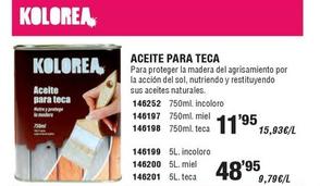 Oferta de Kolorea - Aceite Para Teca por 11,95€ en Ferrcash
