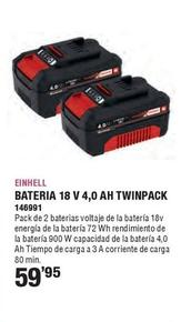 Oferta de Einhell - Bateria 18 V 4.0 Ah Twin Pack por 59,95€ en Ferrcash