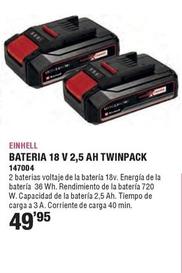 Oferta de Einhell - Bateria 18 V 2.5 Ah Twinpack por 49,95€ en Ferrcash