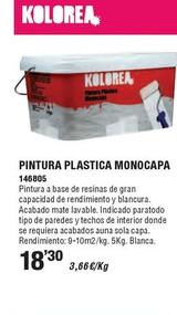 Oferta de Kolorea - Pintura Plastica Monocapa por 18,3€ en Ferrcash