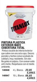 Oferta de Titanlux - Pintura Plastica Exterior Mate Cobertura Total por 23,95€ en Ferrcash