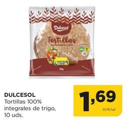 Oferta de Dulcesol - Tortillas 100% Integrales De Trigo por 1,69€ en Alimerka