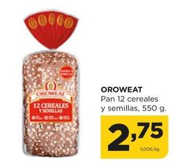 Oferta de Oroweat - Pan 12 Cereales Y Semillas por 2,75€ en Alimerka