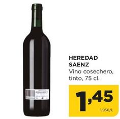 Oferta de Heredad Saenz - Vino Cosechero, Tinto por 1,45€ en Alimerka
