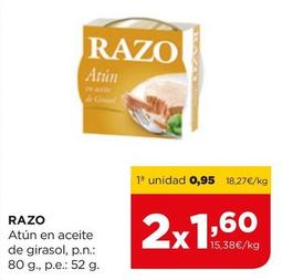 Oferta de Razo - Atun En Aceite De Girasol por 0,95€ en Alimerka