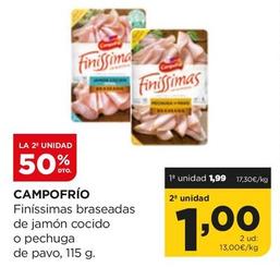 Oferta de Campofrío - Finíssimas Braseadas De Jamón Cocido O Pechuga De Pavo por 1,99€ en Alimerka