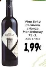 Oferta de Monte Ducay - Vino Tinto Cariñena Crianza  por 1,99€ en Supermercados Piedra