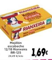 Oferta de Rianxeira - Mejillón Escabeche por 1,69€ en Supermercados Piedra