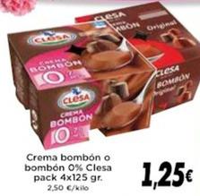 Oferta de Clesa - Crema Bombón O Bombón 0% por 1,25€ en Supermercados Piedra