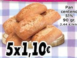 Oferta de Pan Centeno por 1,1€ en Supermercados Piedra