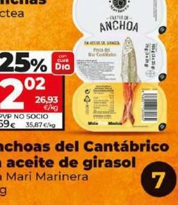 Oferta de Anchoas del Cantábrico por 2,02€ en Dia