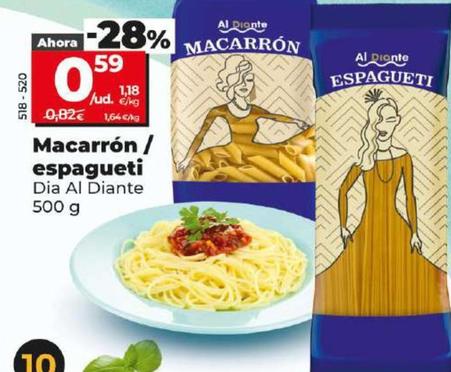 Oferta de Dia Al Diante - Macarrón/Espagueti  por 0,59€ en Dia
