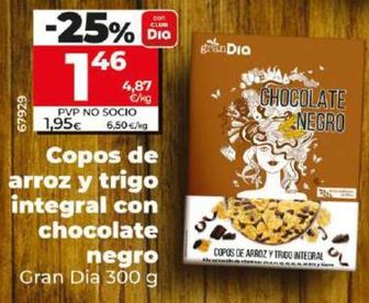 Oferta de Gran Dia - Copos De Arroz Y Trigo Integral Con Chocolate Negro  por 1,46€ en Dia