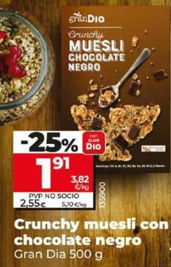 Oferta de Gran Dia - Crunchy Muesli Con Chocolate Negro  por 1,91€ en Dia