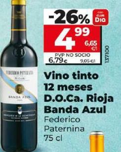 Oferta de Federico Paternina - Vino Tinto 12 Meses D.O.Ca. Rioja Banda Azul por 4,99€ en Dia
