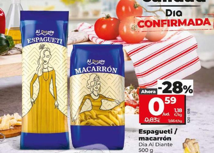 Oferta de Dia Al Diante - Espagueti /Macarrón  por 0,59€ en Dia