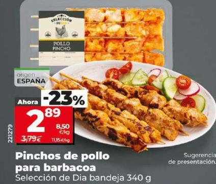Oferta de Seleccion De Dia - Pinchos De Pollo Para Barbacoa por 2,89€ en Dia