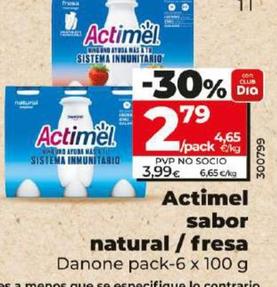 Oferta de Danone - Actimel Sabor Natural/Fresa por 2,79€ en Dia