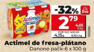 Oferta de Danone - Actimel De Fresa-Plátano por 4,15€ en Dia