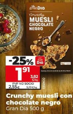 Oferta de Gran Dia - Crunchy  Muesli Con Chocolate Negro por 2,55€ en Dia
