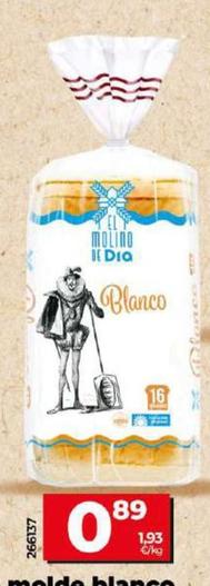 Oferta de El Molino De Dia - Pan De Molde Blanco  por 0,89€ en Dia