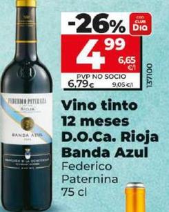 Oferta de Federico Paternina - Vino Tinto 12 Meses D.O.Ca. Rioja Banda Azul por 6,79€ en Dia