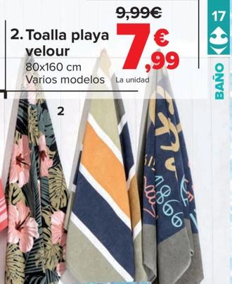 Oferta de Toalla playa velour por 7,99€ en Carrefour