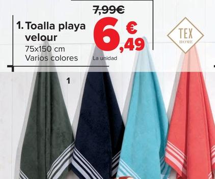 Oferta de Toalla playa velour por 6,49€ en Carrefour