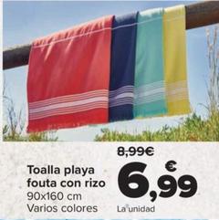 Oferta de Toalla Playa Fouta Con Rizo por 6,99€ en Carrefour