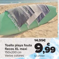 Oferta de Toalla Playa Fouta Flecos Xl Maxi por 9,99€ en Carrefour