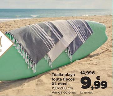Oferta de Toalla playa fouta flecos XL maxi por 9,99€ en Carrefour