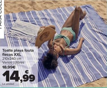 Oferta de Toalla playa fouta flecos XXL por 14,99€ en Carrefour
