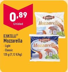 Oferta de D'Antelli - Mozzarella por 0,89€ en ALDI