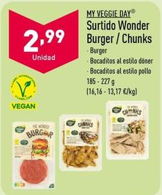 Oferta de My Veggie Day - Surtido Wonder Burger/chunks por 2,99€ en ALDI