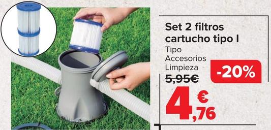 Oferta de Set 2 Filtros Cartucho Tipo 1 por 4,76€ en Carrefour