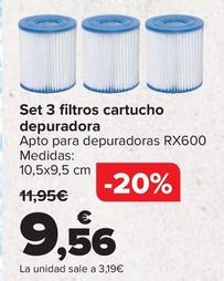 Oferta de Set 3 Filtros Cartucho Depuradora por 9,56€ en Carrefour