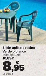 Oferta de Sillon Apilable Resina Verde O Bianco por 8,95€ en Carrefour
