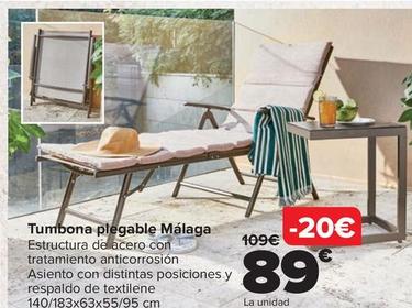 Oferta de Tumbona Plegable Malaga por 89€ en Carrefour