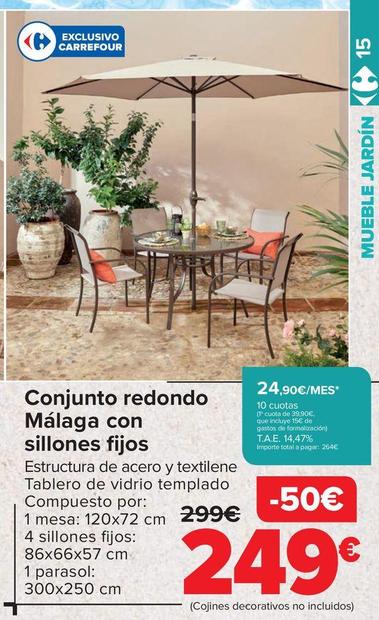 Oferta de Conjunto Redondo Malaga Con Sillones Fijos por 249€ en Carrefour