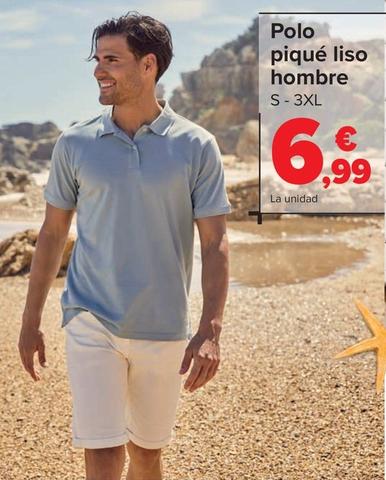 Oferta de Polo Pique Liso Hombre por 6,99€ en Carrefour