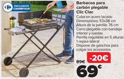 Oferta de Carrefour - Barbacoa Para Carbon Plegable Clic Clac por 69€ en Carrefour