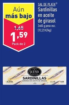 Oferta de Sal De Plata - Sardinillas En Aceite De Girasol por 1,59€ en ALDI