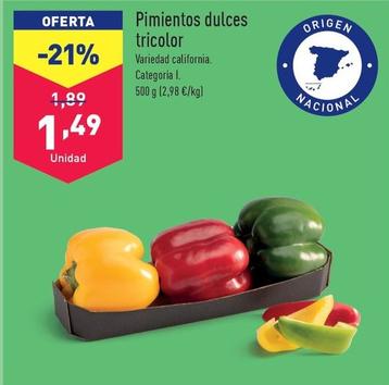 Oferta de  Pimientos Dulces Tricolor por 1,49€ en ALDI