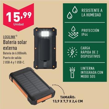 Oferta de Logilink - Batería Solar Externa por 15,99€ en ALDI