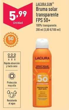 Oferta de Lacura - Sun Bruma Solar Transparente Fps 50+ por 5,99€ en ALDI