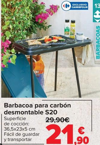Oferta de Carrefour - Barbacoa Para Carbon Desmontable por 21,9€ en Carrefour