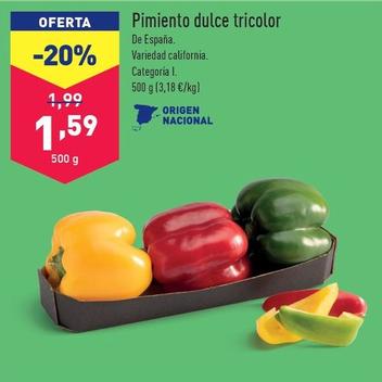 Oferta de Pimiento Dulce Tricolor por 1,59€ en ALDI
