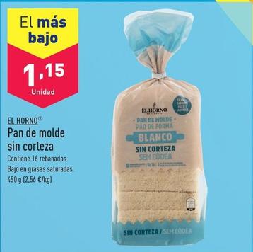 Oferta de El Horno - Pan De Molde Sin Corteza por 1,15€ en ALDI